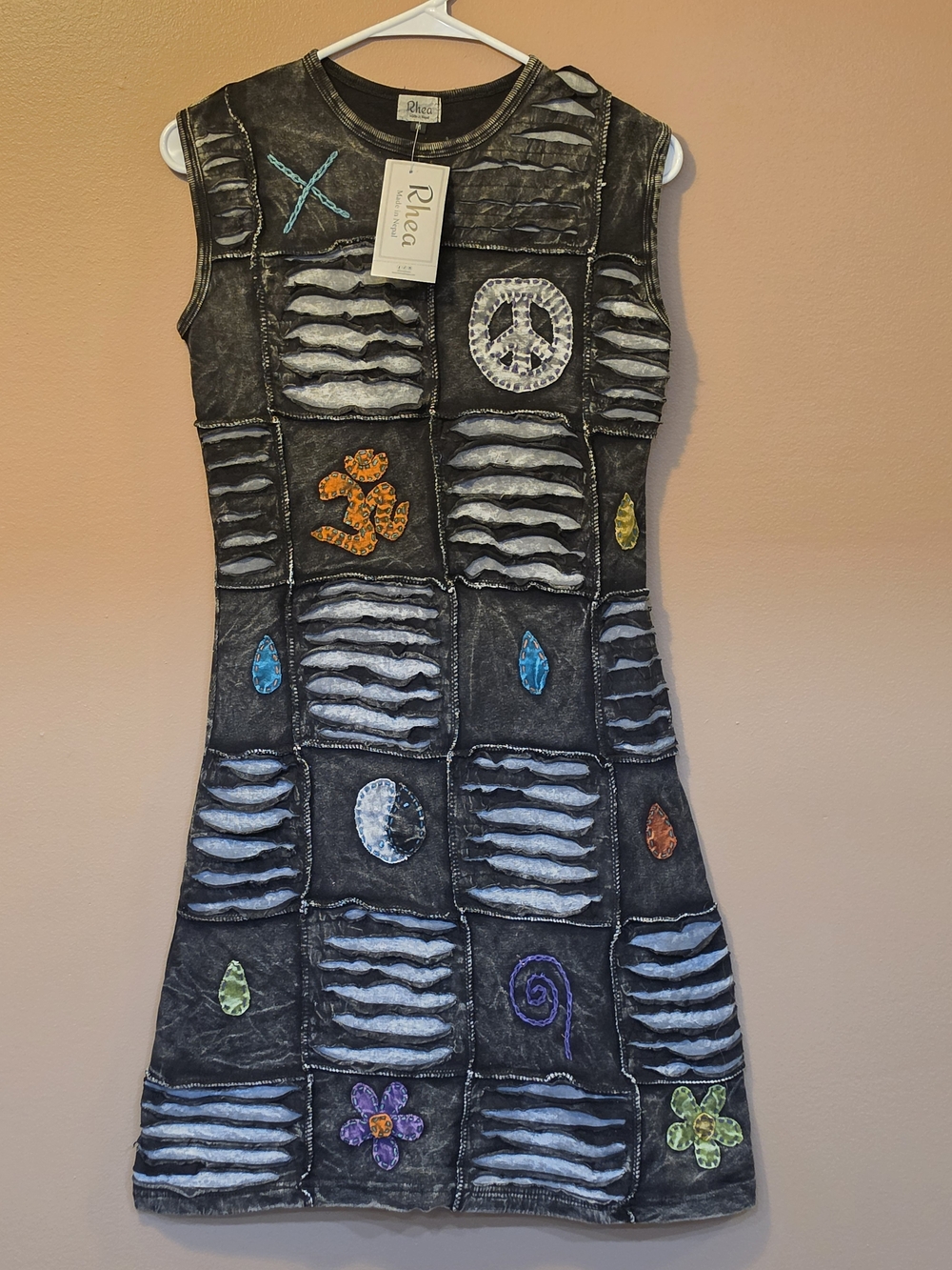 Black Patchwork Peace Dress